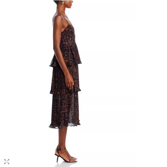 AQUA Leopard Pleated Tier Dress – Size L – NWT – $148 Retail - Picture 4 of 7